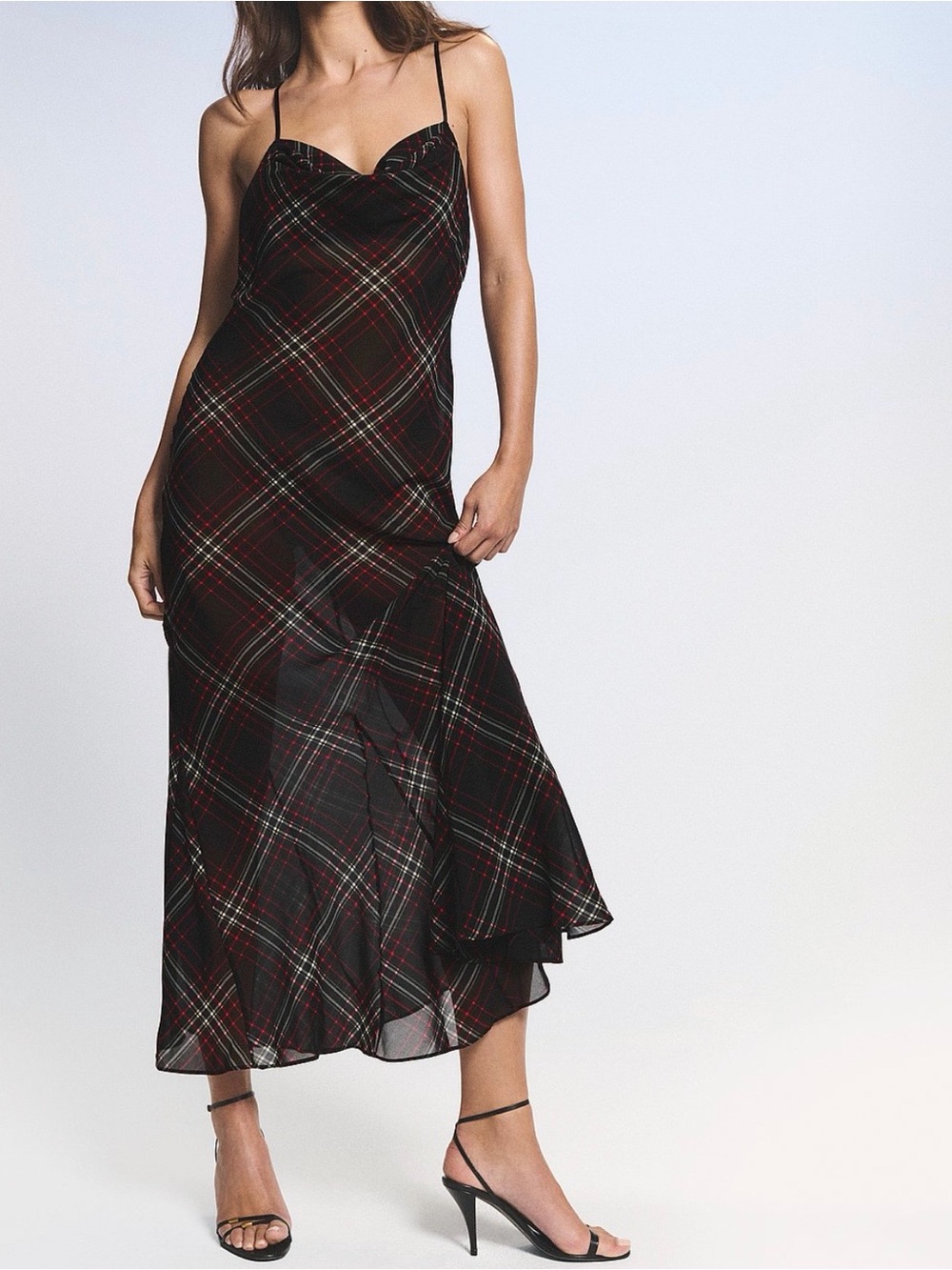 Victoria’s Secret Plaid Slip Maxi Dress in Black and Red